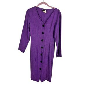 Vintage Mod Dress Purple 5 Work Wear Classic Chic Retro Preppy Artsy Neutral 70s